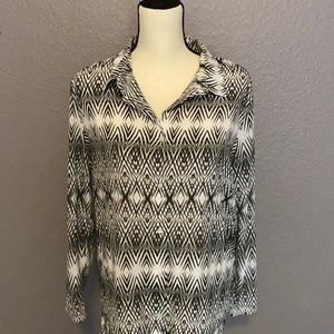 H&M button down long sleeve diamond pattern shirt
